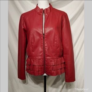 Baccini Faux Leather Red Women's Jacket Size L